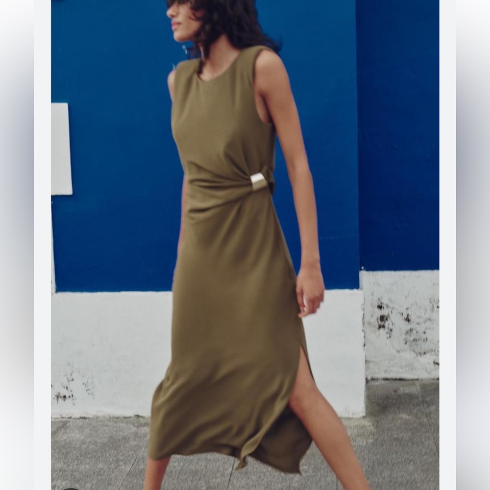 Zara Olive Midi Dress